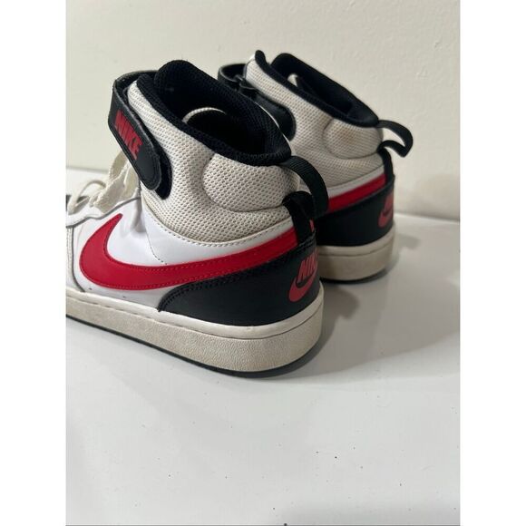 Nike Court Borough Mid 2 Sneakers Black Red White Size 6 Youth - Picture 5 of 8